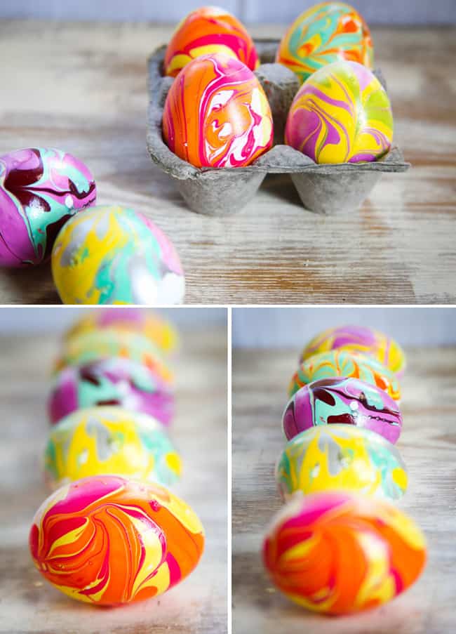 how to marble easter eggs with nail polish